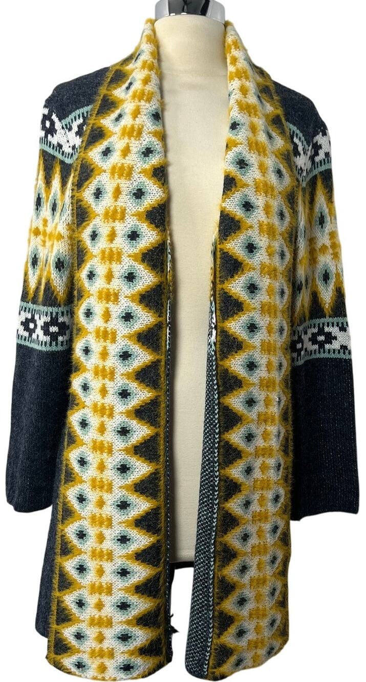 Cocobleu Women's Open Front Long Knit-Cardigan Loungewear Western Chic Size Med